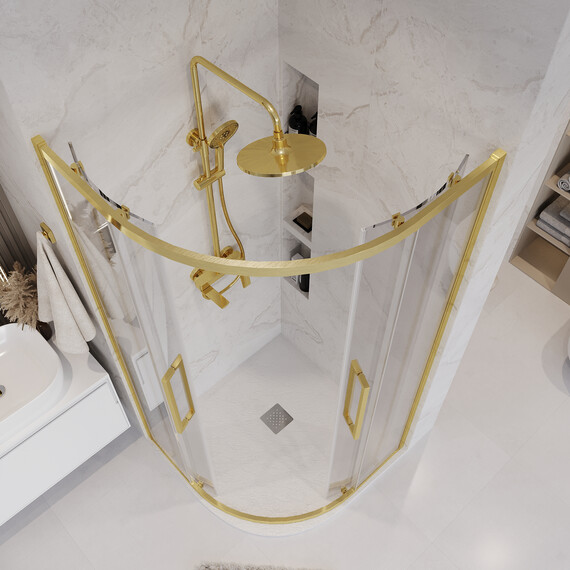 Душевое ограждение Grossman Cosmo 100х100 см 301.K33.02.1010.32.00, золото/прозрачное - фото 3