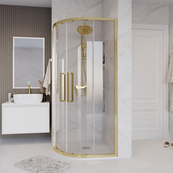 Душевое ограждение Grossman Cosmo 100х100 см 301.K33.02.1010.32.00, золото/прозрачное - фото 6