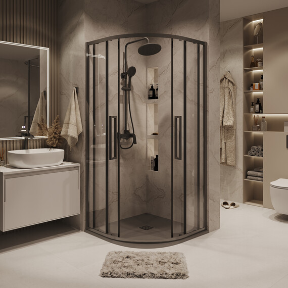 Душевое ограждение Grossman Cosmo 100х100 см 301.K33.02.1010.42.00, оружейная сталь/прозрачное - фото 5