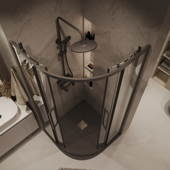 Душевое ограждение Grossman Cosmo 100х100 см 301.K33.02.1010.42.00, оружейная сталь/прозрачное - фото 6