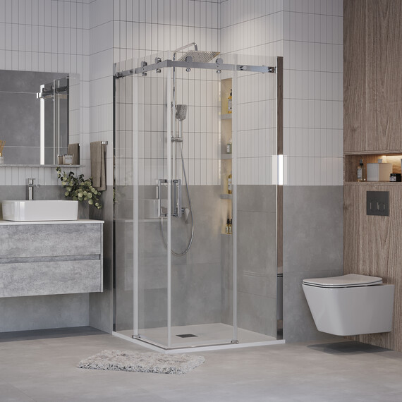 Душевое ограждение Grossman Classic 90х90 см 300.K33.04.9090.10.00 (стекло 8 мм) хром/прозрачное - фото 3