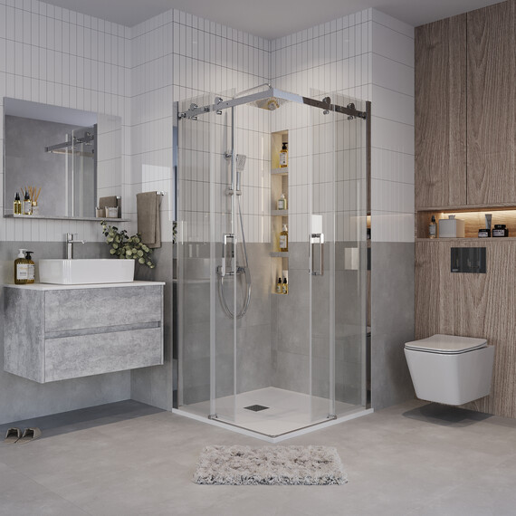 Душевое ограждение Grossman Classic 90х90 см 300.K33.04.9090.10.00 (стекло 8 мм) хром/прозрачное - фото 5