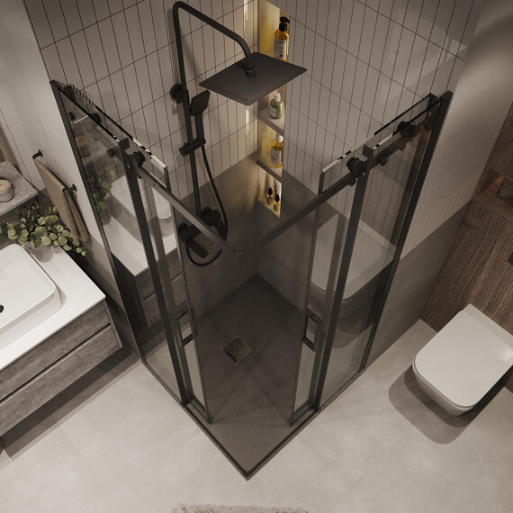 Душевое ограждение Grossman Classic 90х90 см 300.K33.04.9090.21.00 (стекло 8 мм) чёрный/прозрачное - фото 6