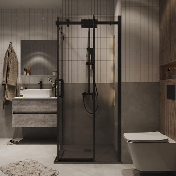 Душевое ограждение Grossman Classic 100х100 см 300.K33.04.1010.21.00 (стекло 8 мм) чёрный/прозрачное - фото 5