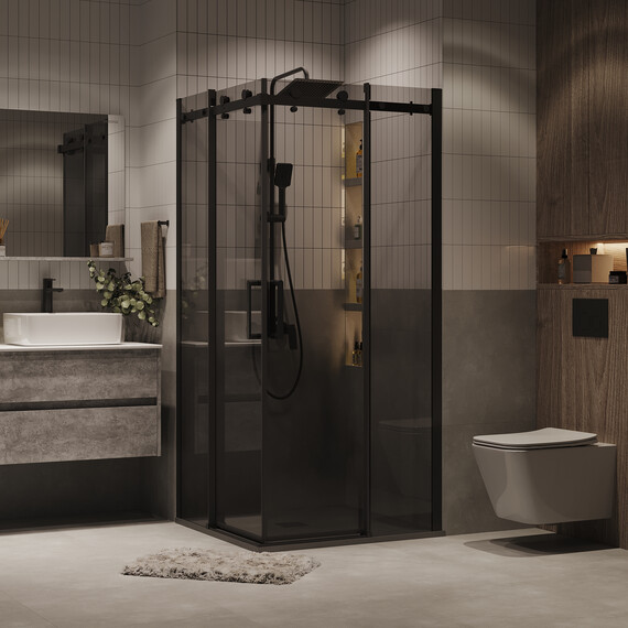 Душевое ограждение Grossman Classic 80х80 см 300.K33.04.8080.21.10 (стекло 8 мм) чёрный/тонированное - фото 3