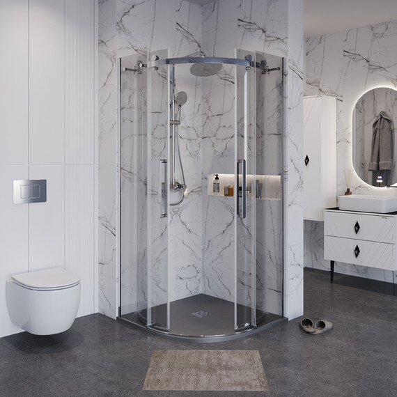 Душевое ограждение Grossman Classic 100х100 см 301.K33.04.1010.10.00 (стекло 8 мм) хром/прозрачное - фото 6