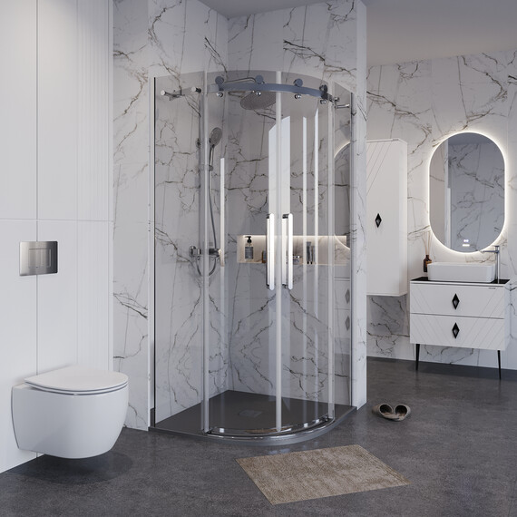 Душевое ограждение Grossman Classic 90х90 см 301.K33.04.9090.10.00 (стекло 8 мм) хром/прозрачное - фото 3