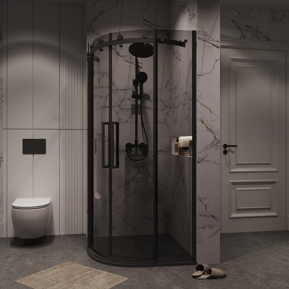 Душевое ограждение Grossman Classic 100х100 см 301.K33.04.1010.21.10 (стекло 8 мм) чёрный/тонированное - фото 6