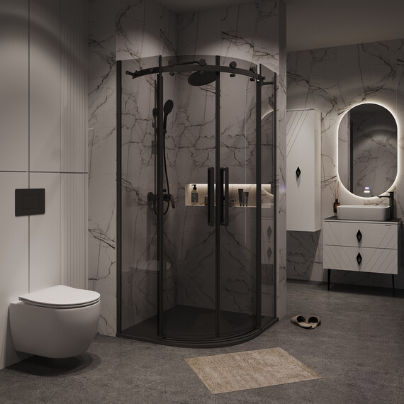 Душевое ограждение Grossman Classic 100х100 см 301.K33.04.1010.21.10 (стекло 8 мм) чёрный/тонированное - фото 3