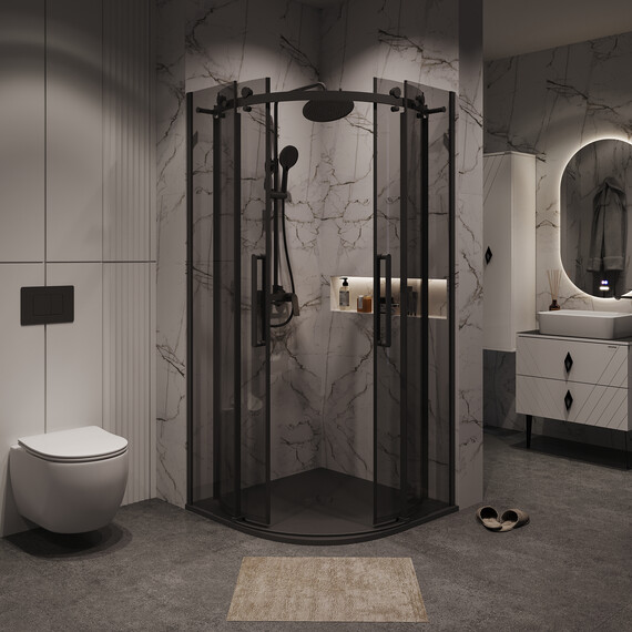 Душевое ограждение Grossman Classic 100х100 см 301.K33.04.1010.21.10 (стекло 8 мм) чёрный/тонированное - фото 4