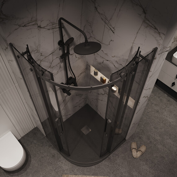 Душевое ограждение Grossman Classic 100х100 см 301.K33.04.1010.21.10 (стекло 8 мм) чёрный/тонированное - фото 5