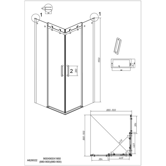 Душевое ограждение Grossman Classic 90х90 см 300.K33.04.9090.10.00 (стекло 8 мм) хром/прозрачное - фото 11