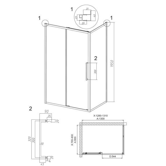 Душевое ограждение Grossman Cosmo 130х80 см 120.K33.02.1380.10.02, хром/шиншилла - фото 10