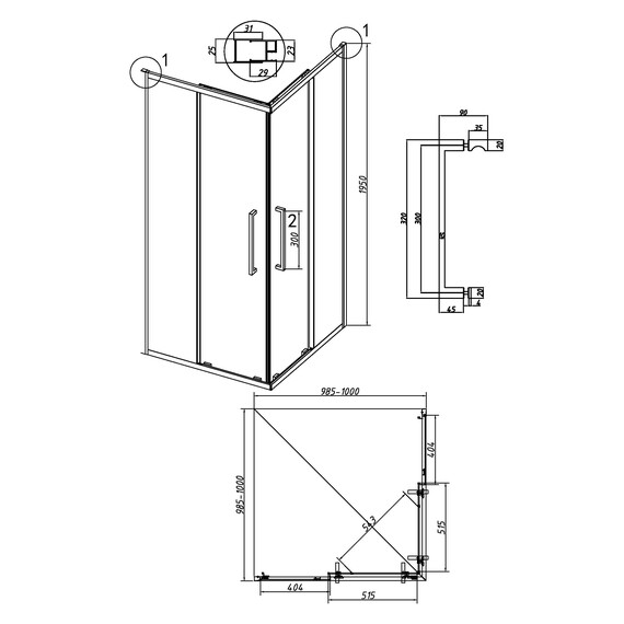Душевое ограждение Grossman Cosmo 100х100 см 300.K33.02.1010.10.00, хром/прозрачное - фото 11