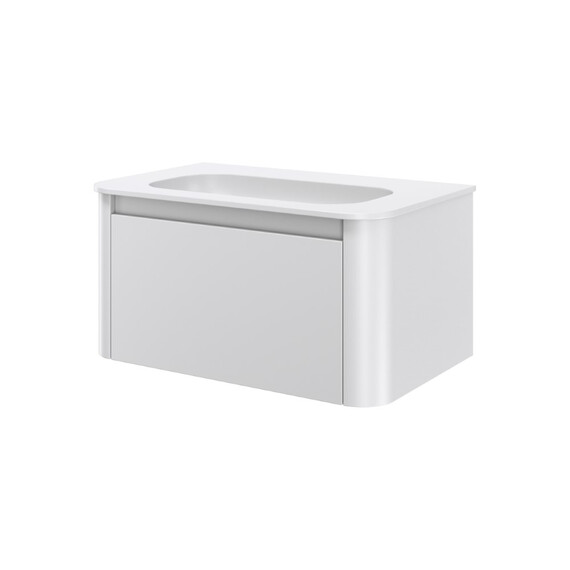 Тумба подвесная с раковиной-столешницей Armadi Art Voi 80 см 782-080-MW (раковина 786-080-MW без отв.) matt white - фото 