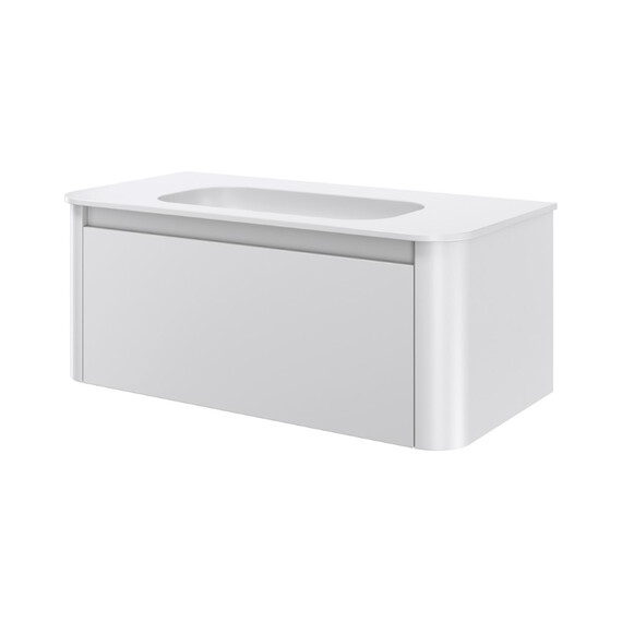 Тумба подвесная с раковиной-столешницей Armadi Art Voi 100 см 782-100-MW (раковина 786-100-MW без отв.) matt white - фото 