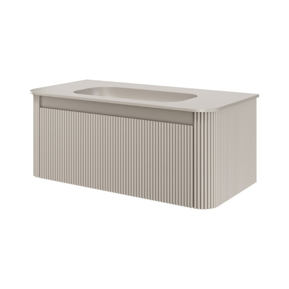 Тумба подвесная с раковиной-столешницей Armadi Art Voi 100 см 782-100-R-C (раковина 786-100-C без отв.) cashmere - фото 