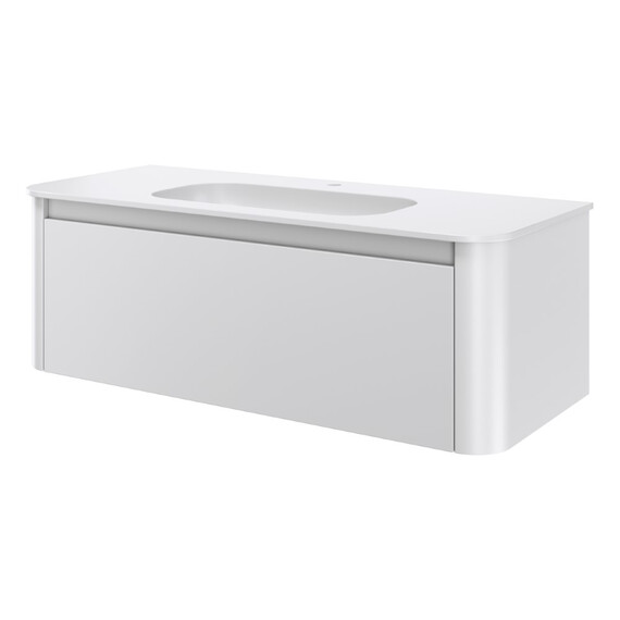 Тумба подвесная с раковиной-столешницей Armadi Art Voi 120 см 782-120-MW (раковина 786-120-MW) matt white - фото 