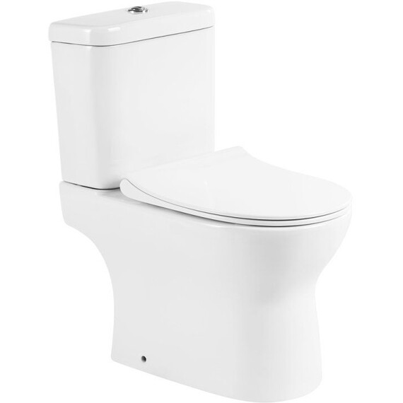 Унитаз-компакт безободковый BelBagno Steam BB130CPR/SC с тонкой крышкой микролифт - фото 