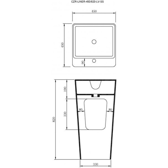 Раковина напольная Cezares 45 см CZR-LINER-450/820-LV-SS - фото 2