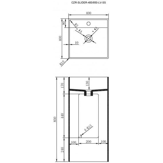 Раковина напольная Cezares 40 см CZR-SLIDER-400/850-LV-SS - фото 4