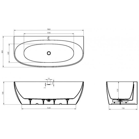 Ванна акриловая Cezares 180x80 см CZR-STYLUS-WALL-180-80-59 - фото 5