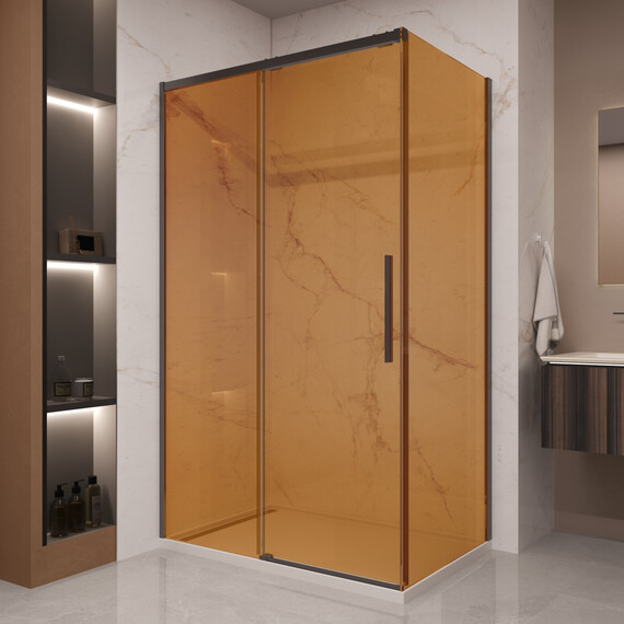 Душевое ограждение Vincea Stella 120x90 см VSR-1ST9012GSB (стекло 8 мм) чёрный/янтарь - фото 
