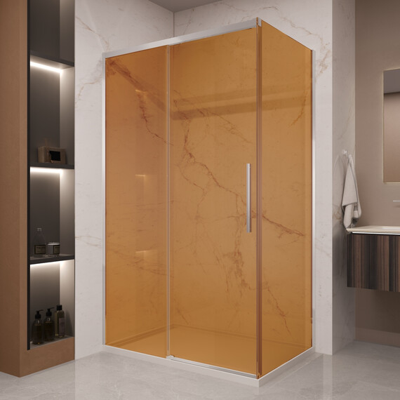 Душевое ограждение Vincea Stella 120x90 см VSR-1ST9012GS (стекло 8 мм) хром/янтарь - фото 