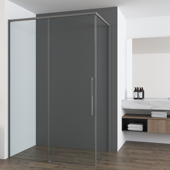 Душевое ограждение Vincea Ultima 100x100 см VSR-7UL1010CLGM (стекло 8 мм) вороненая сталь/прозрачное - фото 