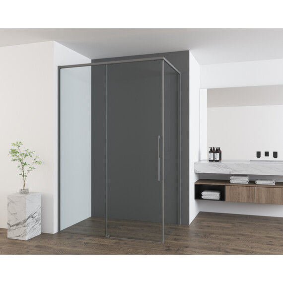 Душевое ограждение Vincea Ultima 140x100 см VSR-7UL1014CLGM (стекло 8 мм) вороненая сталь/прозрачное - фото 2