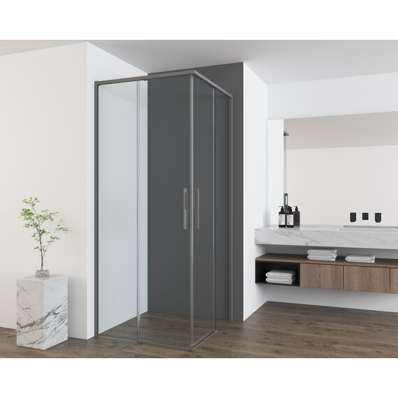 Душевое ограждение Vincea Ultima 90x90 см VSS-7UL9090CLGM (стекло 8 мм) вороненая сталь/прозрачное - фото 2