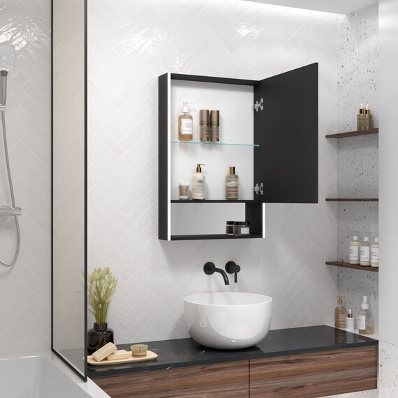 Зеркало-шкаф Art&Max Foggia 50 см AM-Fog-500-800-1D-R-DS-F-Nero, чёрный - фото 4