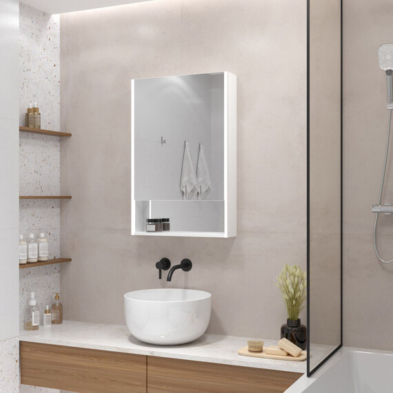 Зеркало-шкаф Art&Max Foggia 60 см AM-Fog-600-800-1D-L-DS-F-White - фото 5