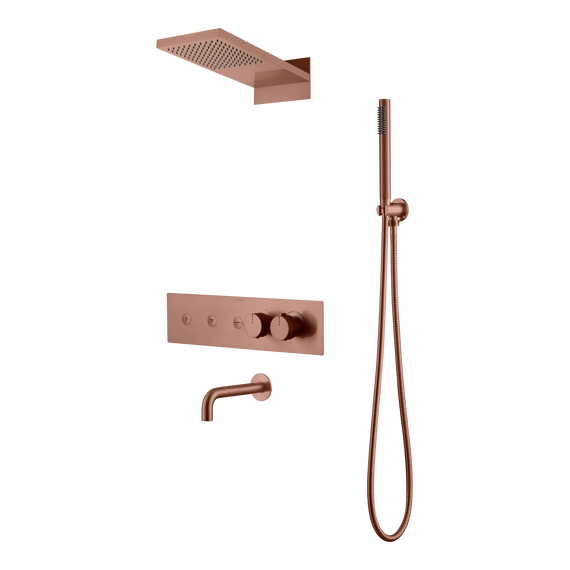 Душевая система для ванны с термостатом Boheme Fusion 131-2-CB (со скрытой частью) медь брашированная - фото 