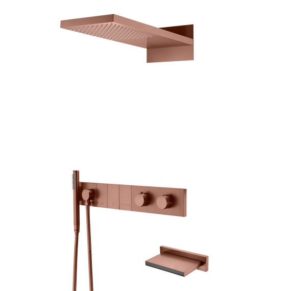 Душевая система для ванны с термостатом Boheme Zodiac 133-2-BRB, бронза брашированная - фото 