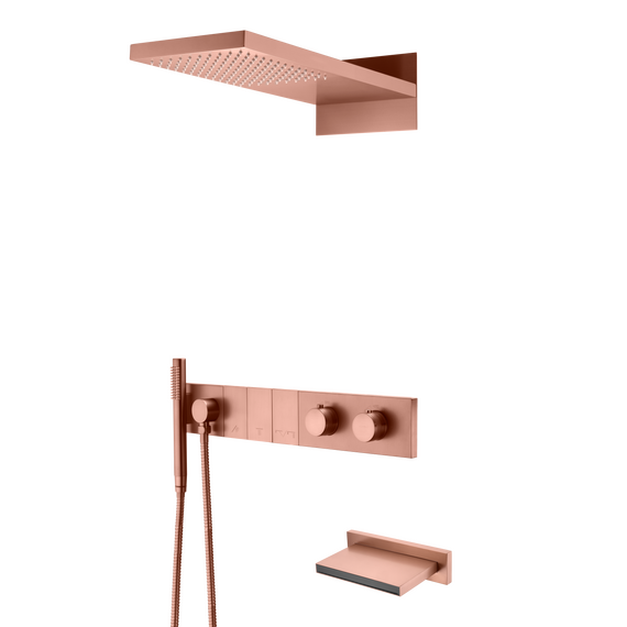 Душевая система для ванны с термостатом Boheme Zodiac 133-2-CB, медь брашированная - фото 