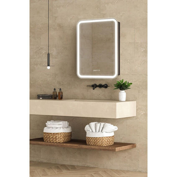 Зеркало-шкаф Art&Max Platino 60 см AM-Pla-600-800-1D-L-DS-FC-H-T-Grey, антрацит - фото 3