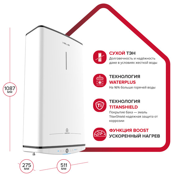 Водонагреватель электрический Ariston VELIS TECH ABSE 80 DRY 3705050 - фото 2
