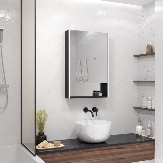 Зеркало-шкаф Art&Max Foggia 50 см AM-Fog-500-800-1D-R-DS-F-Nero, чёрный - фото 3