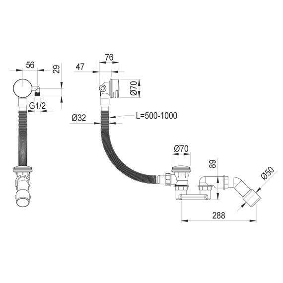 Сифон для ванны Boheme 631-CB Click-Clack, брашированная медь - фото 2