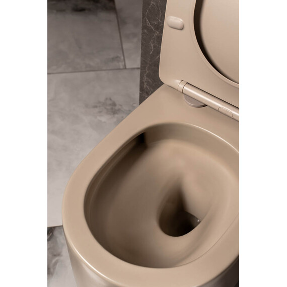 Унитаз подвесной безободковый Boheme FLOW 969-SET-D с тонкой крышкой микролифт (система смыва Торнадо) daphne - фото 2