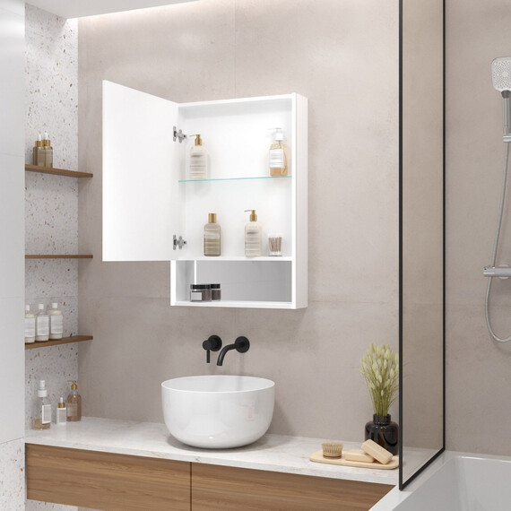 Зеркало-шкаф Art&Max Foggia 60 см AM-Fog-600-800-1D-L-DS-F-White - фото 6