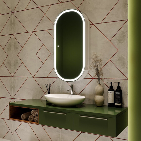 Зеркало-шкаф Art&Max Bari 50 см AM-Bar-500-1000-1D-R-DS-F-White - фото 8