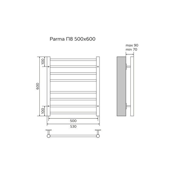 Полотенцесушитель водяной Azario Parma П8 500x600 мм AZ10156S - фото 5