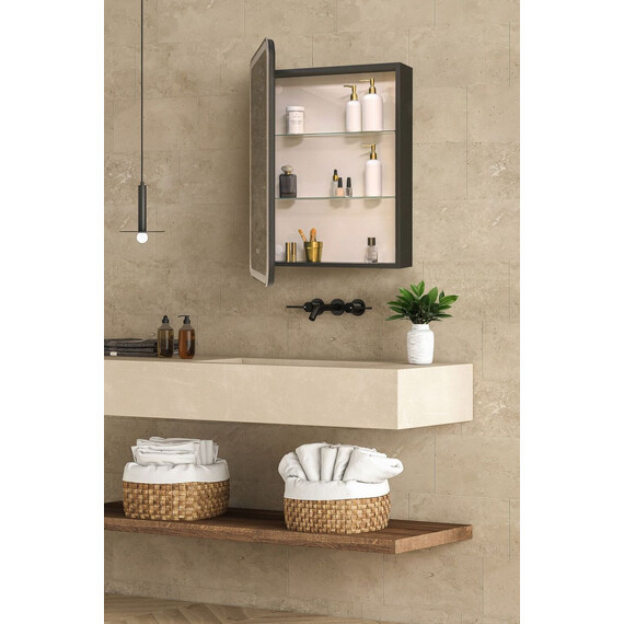 Зеркало-шкаф Art&Max Platino 60 см AM-Pla-600-800-1D-L-DS-FC-H-T-Grey, антрацит - фото 4