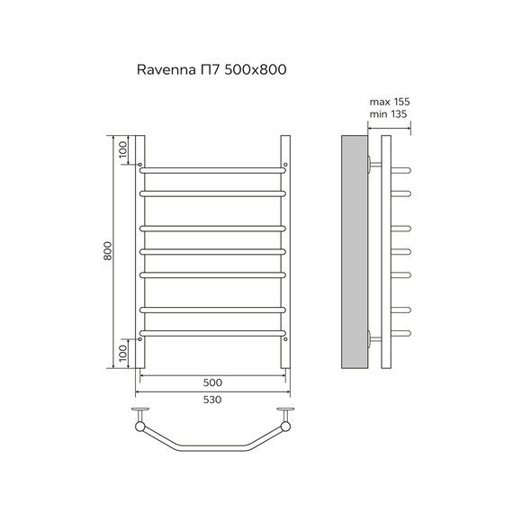 Полотенцесушитель водяной Azario Ravenna П7 500x800 мм AZ07158 - фото 5