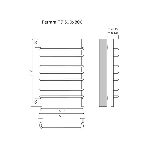 Полотенцесушитель водяной Azario Ferrara П7 500x800 мм AZ09158 - фото 5
