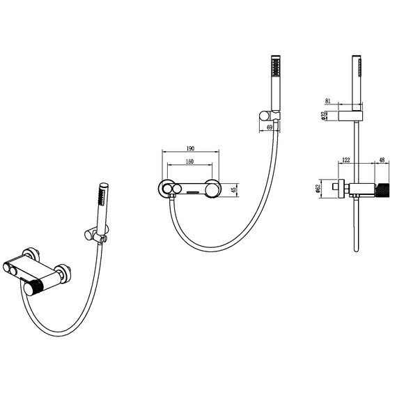Смеситель для ванны Boheme Stick 123-BB.4, чёрный - фото 2