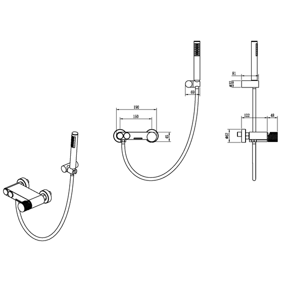 Смеситель для ванны Boheme Stick 123-NB.3, никель - фото 2