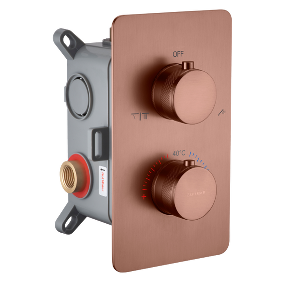 Термостат для душа Boheme Сell 134-2-BRB (со скрытой частью) брашированная бронза - фото 